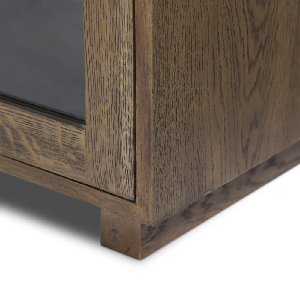 Oak Wood Low Profile Media Console Storage Cabinet TV Stand 92 inch