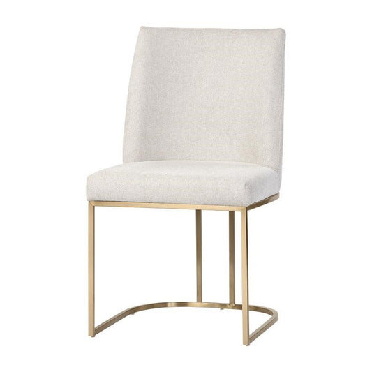 Oatmeal Neutral Fabric & Brass Frame Dining Chair (Set of 2)