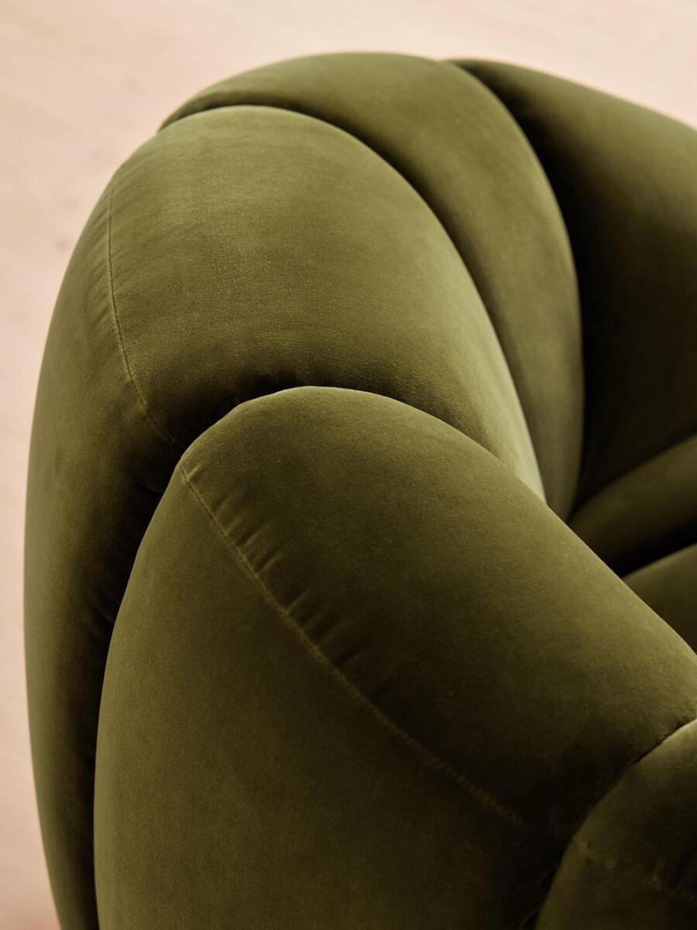 Olive Green Velvet Channel Tufted Swivel Lounge Chair