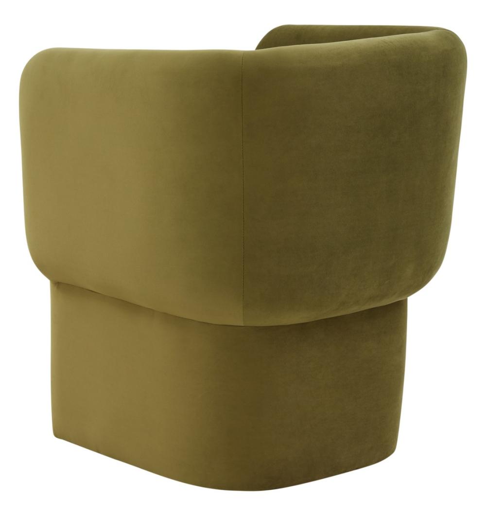 Olive Green Velvet Fully Upholstered Barrel Back Tub Dining Chair