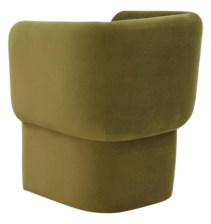 Olive Green Velvet Fully Upholstered Barrel Back Tub Dining Chair