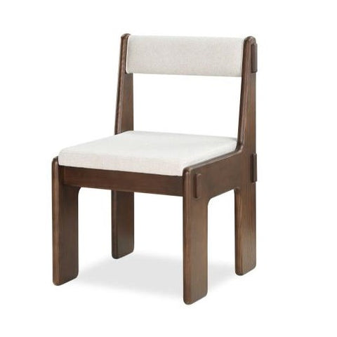 Open Back Dining Chair Walnut Stained Ash Wood with Performance Fabric Seat Cushion (Set of 2)