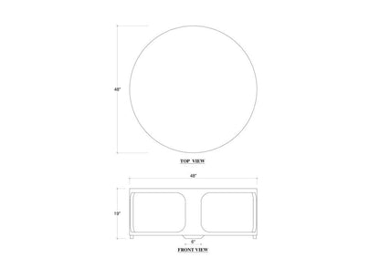 Open Base Round Coffee Table Solid Mahogany Wood Brown Straw Wash Finish 48 inch