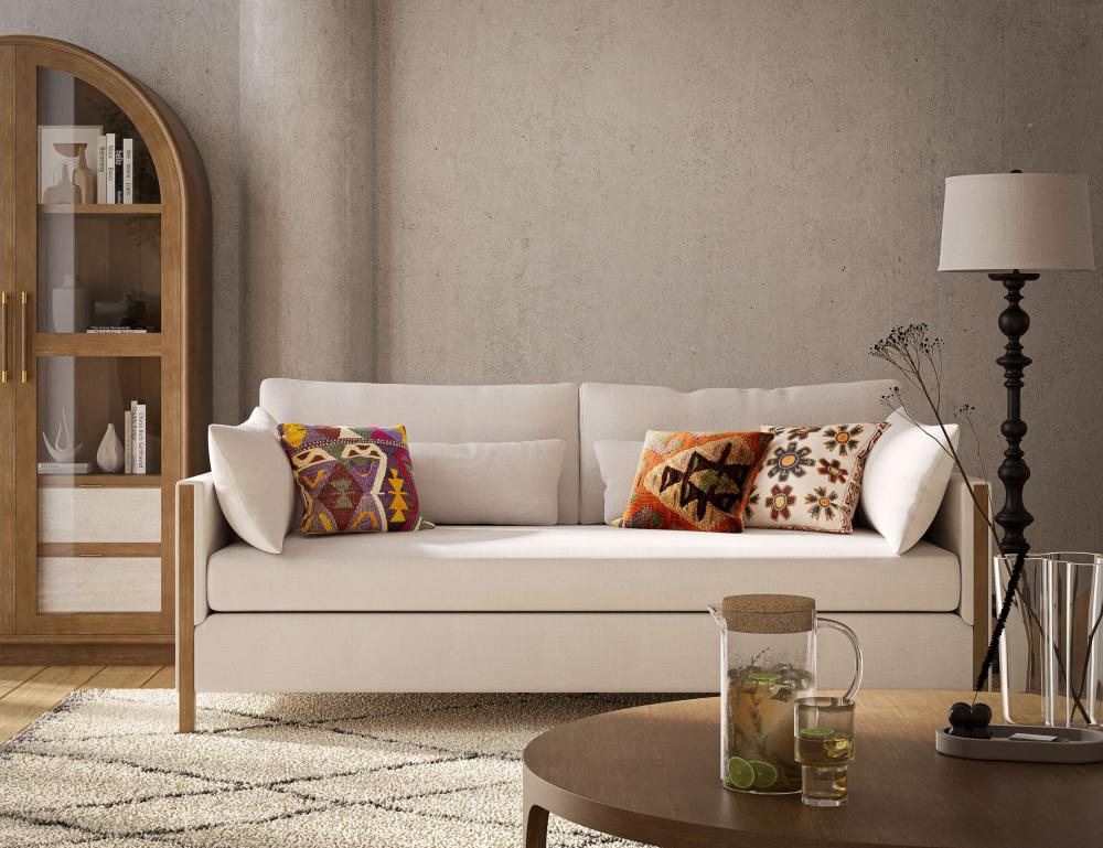 Open Base Round Coffee Table Solid Mahogany Wood Brown Straw Wash Finish 48 inch