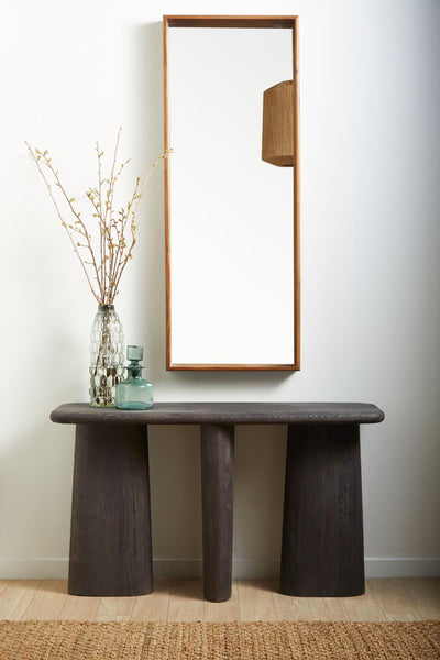 Organic Modern Console Table White Oak Wood with Charcoal Finish 52 inch