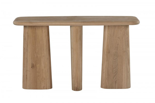 Organic Modern Console Table White Oak Wood with Natural Finish 52 inch