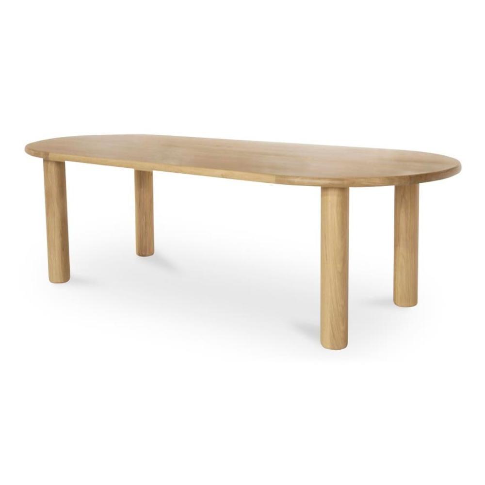 Organic Modern Light Oak Oval Dining Table with Cylindrical Legs 96 inch