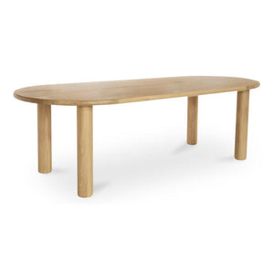 Organic Modern Light Oak Oval Dining Table with Cylindrical Legs 96 inch