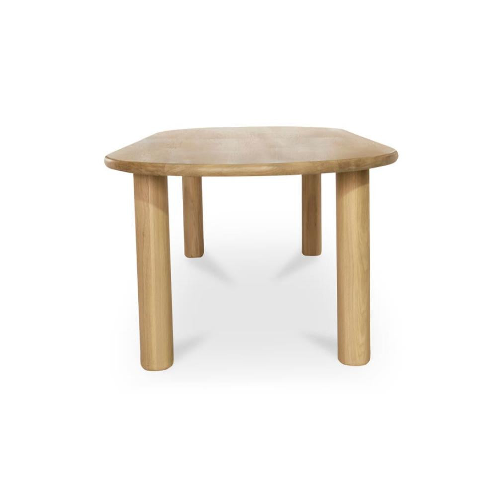 Organic Modern Light Oak Oval Dining Table with Cylindrical Legs 96 inch