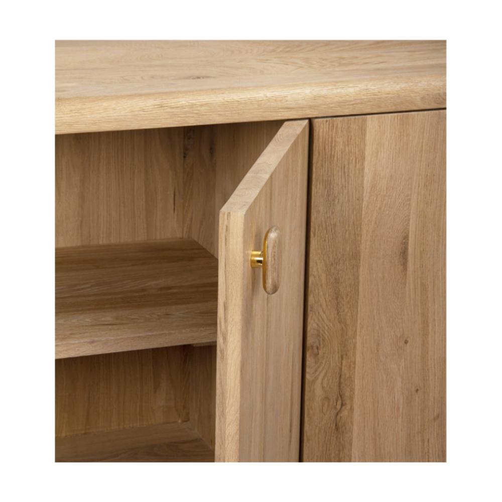 Organic Modern Rounded Edges FSC Solid White Oak Wood Sideboard Buffet 72 inch