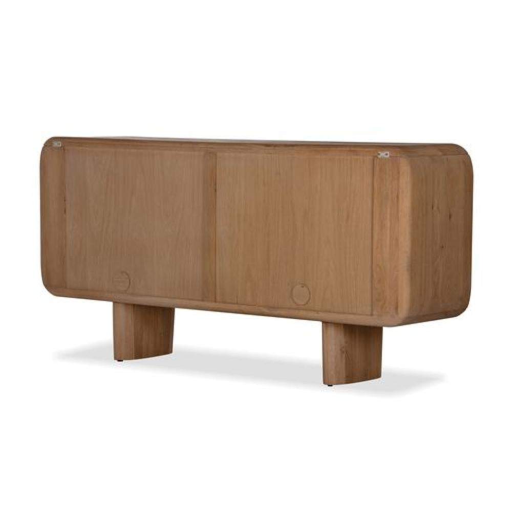 Organic Modern Rounded Edges FSC Solid White Oak Wood Sideboard Buffet 72 inch