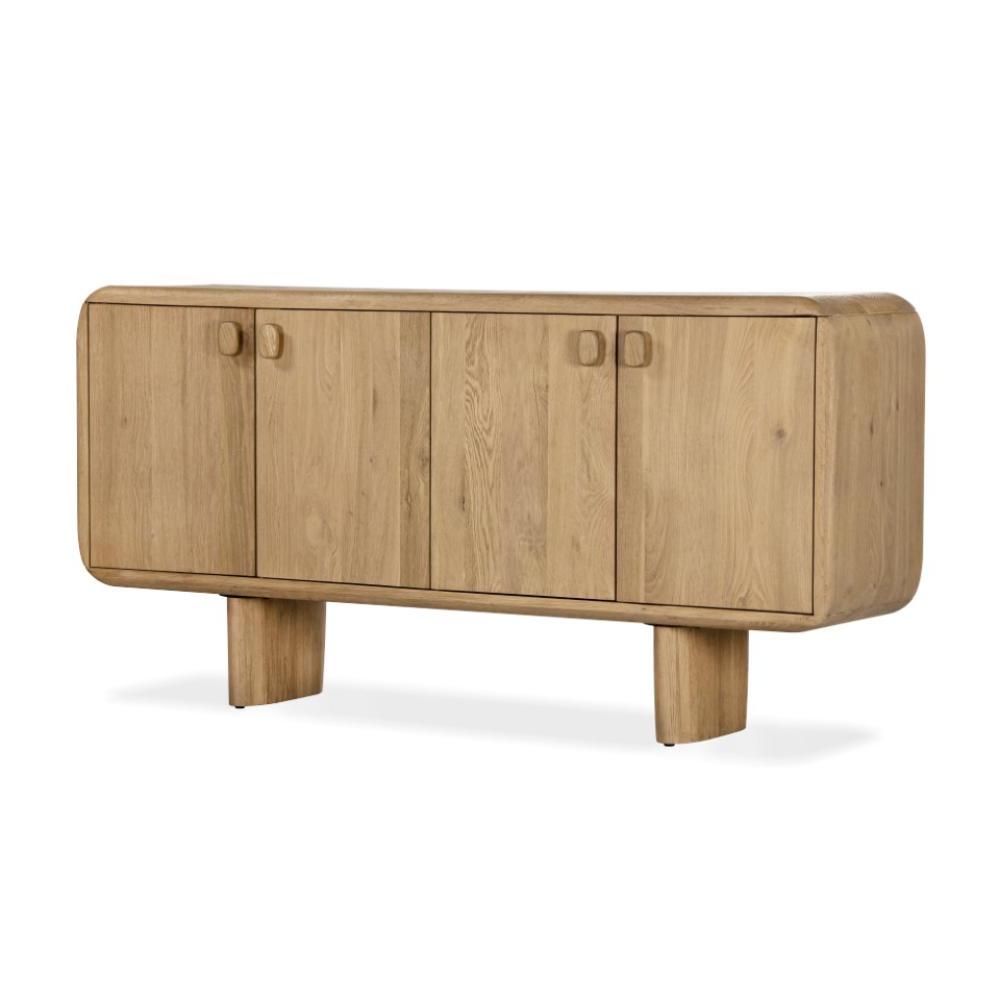 Organic Modern Rounded Edges FSC Solid White Oak Wood Sideboard Buffet 72 inch