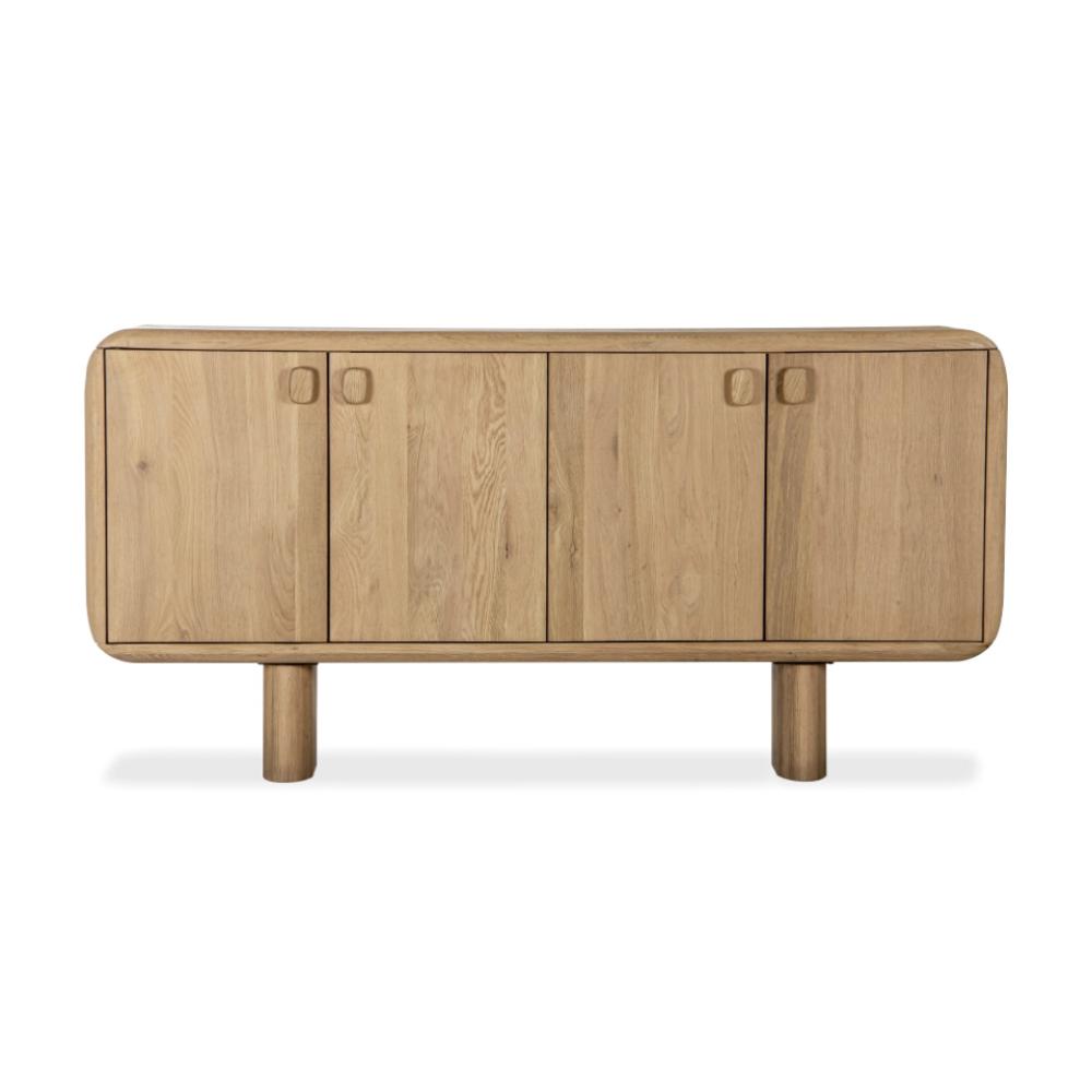 Organic Modern Rounded Edges FSC Solid White Oak Wood Sideboard Buffet 72 inch