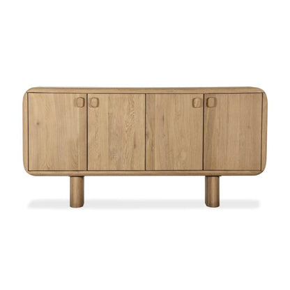 Organic Modern Rounded Edges FSC Solid White Oak Wood Sideboard Buffet 72 inch