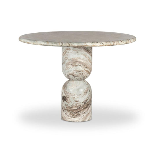 Organic Modern Sawar Marble Pedestal Round Dining Table 42 inch