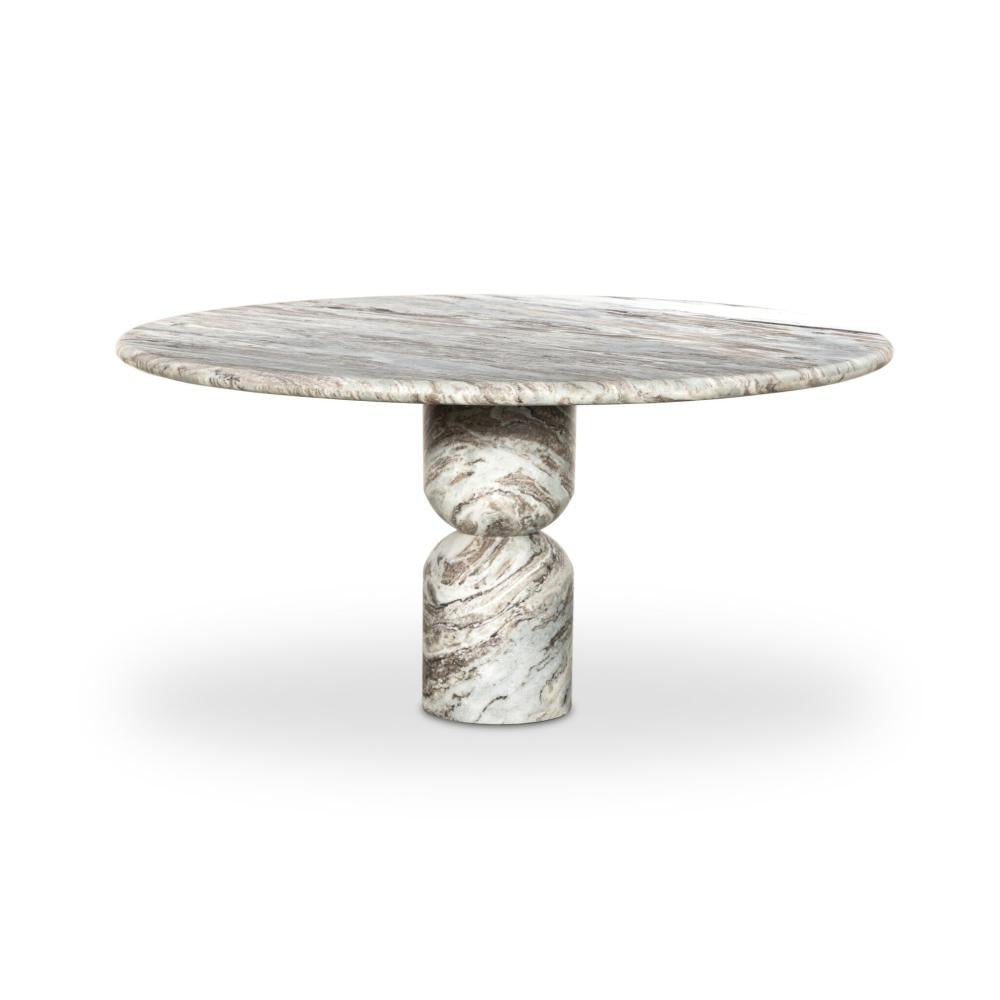 Organic Modern Sawar Marble Pedestal Round Dining Table 60 inch