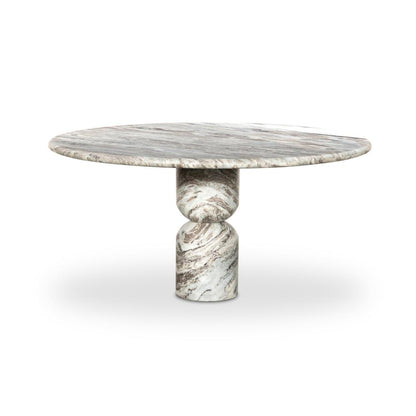 Organic Modern Sawar Marble Pedestal Round Dining Table 60 inch