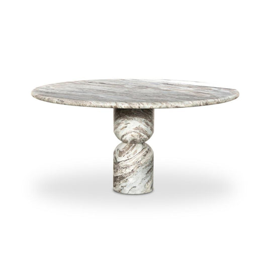 Organic Modern Sawar Marble Pedestal Round Dining Table 60 inch