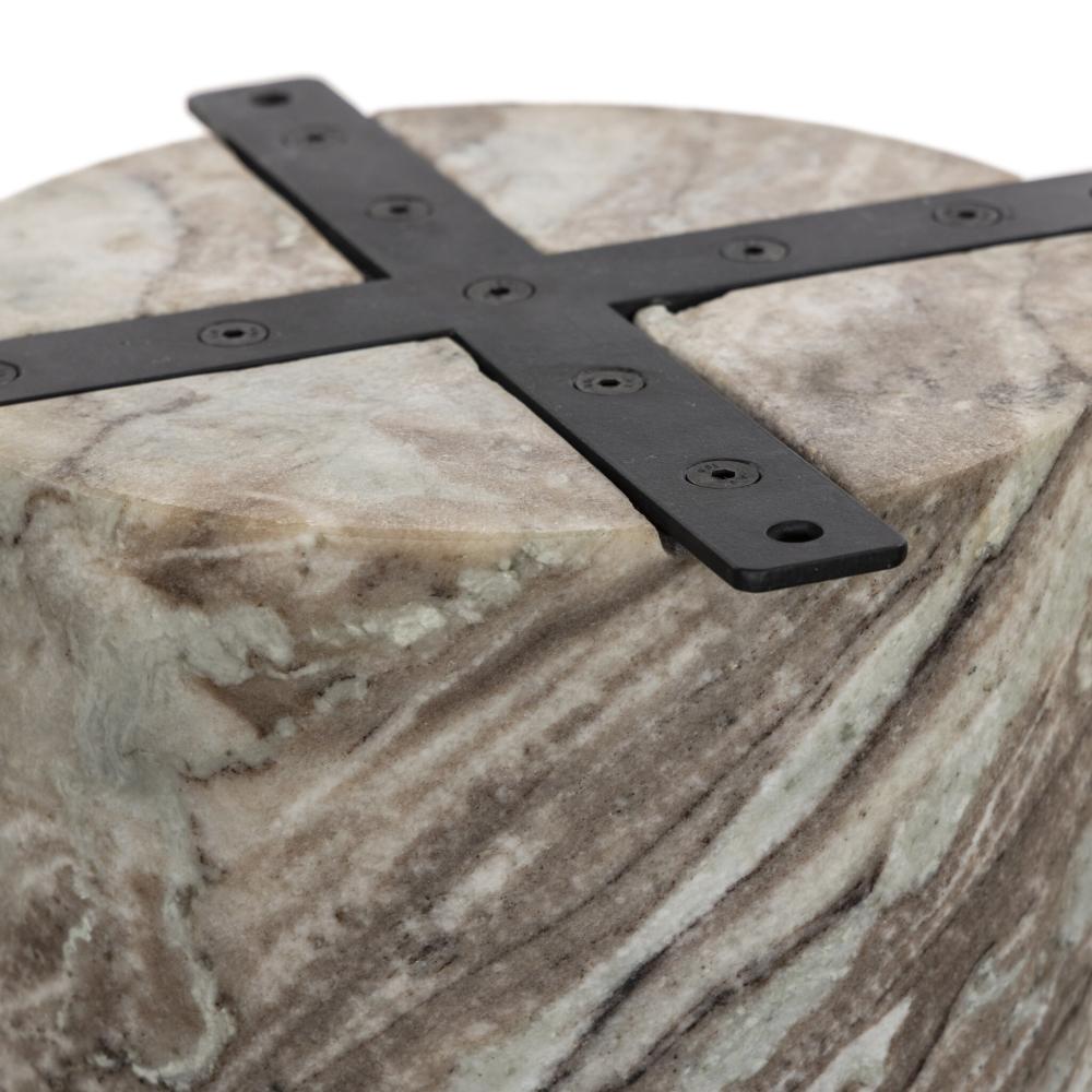 Organic Modern Sawar Marble Pedestal Round Dining Table 60 inch