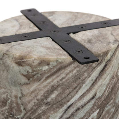 Organic Modern Sawar Marble Pedestal Round Dining Table 60 inch