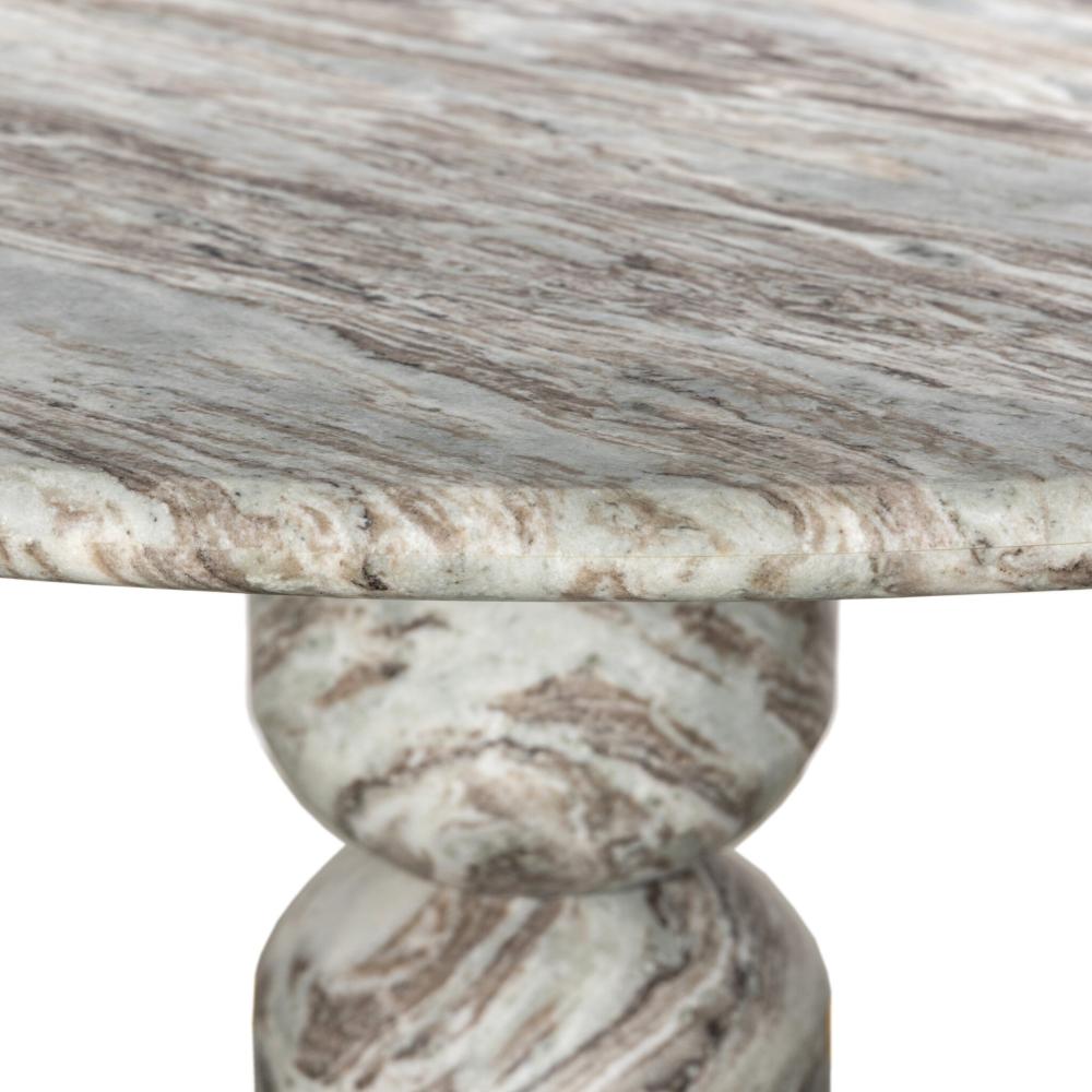 Organic Modern Sawar Marble Pedestal Round Dining Table 60 inch