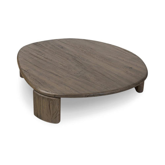 Organically Shaped Low Profile Oak Wood Nesting Coffee Table 47 inch