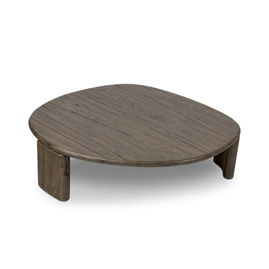 Organically Shaped Low Profile Oak Wood Nesting Coffee Table 48 inch