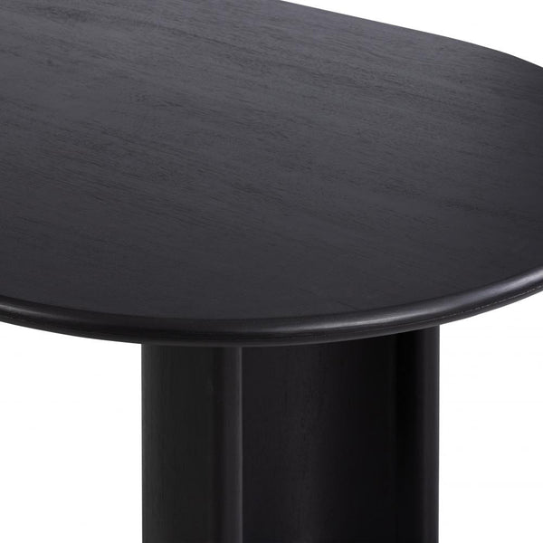 Oval Dining Table Black Acacia Wood with Crescent Shaped Legs 94 inch