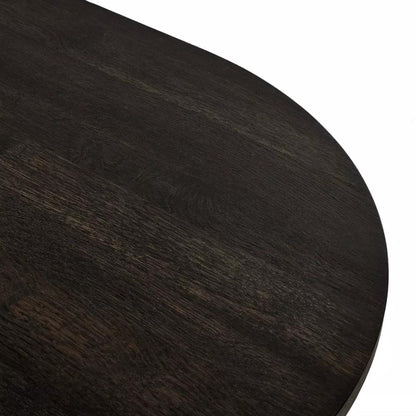 Oval Dining Table Oak Wood with Brushed Dark Brown Finish 96 inch