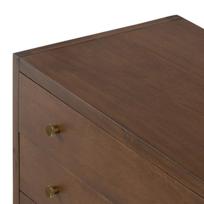 Parsons Style Brown 3 Drawer Solid Wood Nightstand 32 inch