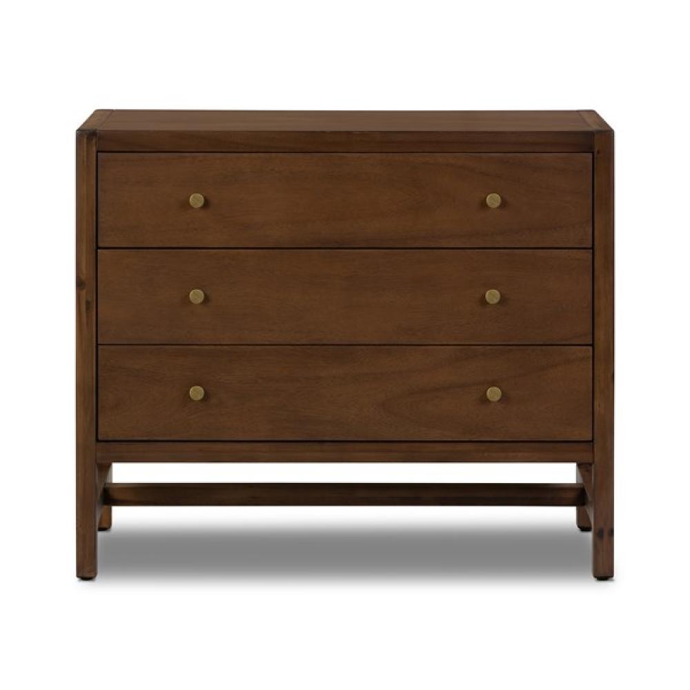 Parsons Style Brown 3 Drawer Solid Wood Nightstand 32 inch