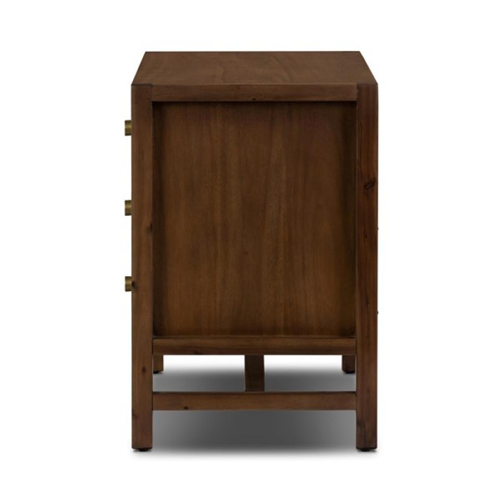 Parsons Style Brown 3 Drawer Solid Wood Nightstand 32 inch