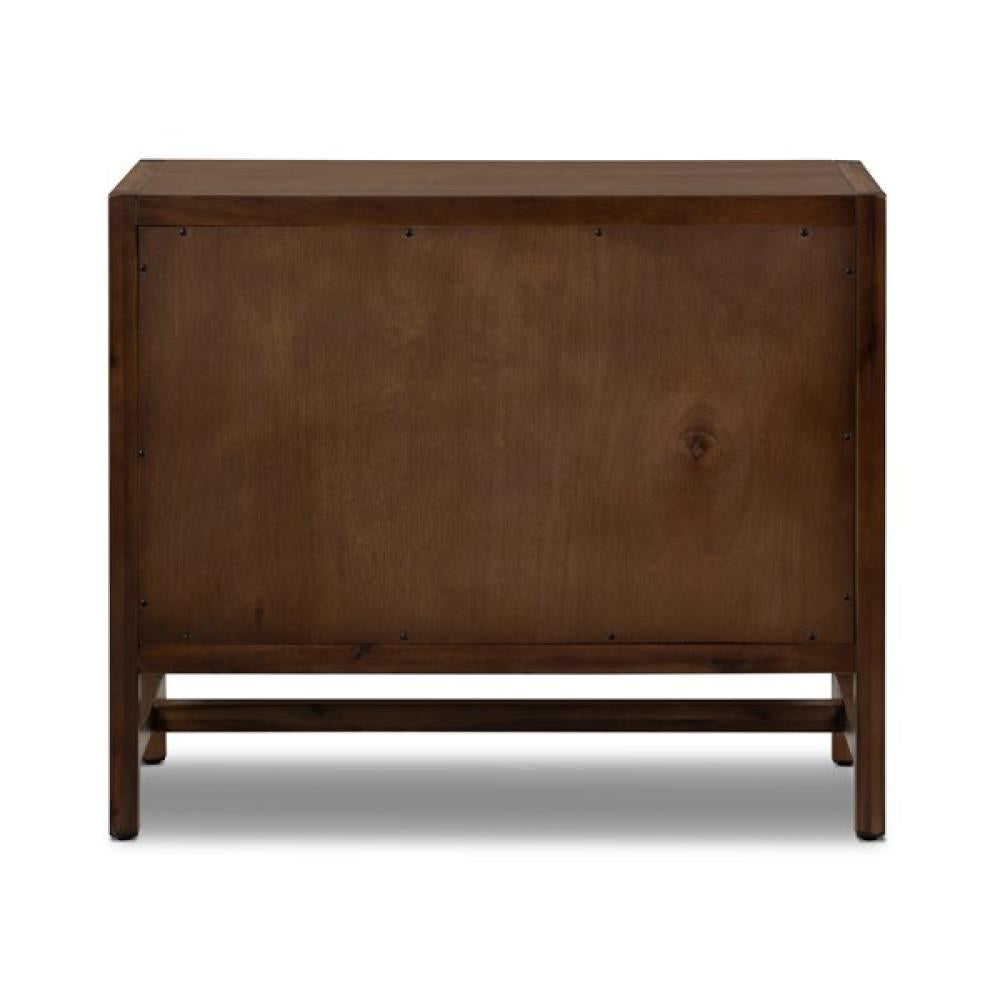 Parsons Style Brown 3 Drawer Solid Wood Nightstand 32 inch