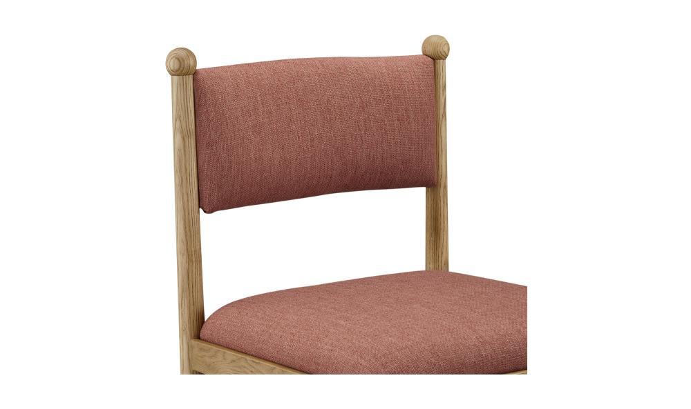 Pink Fabric & Solid Ash Wood Frame Armless Dining Chair (Set of Two)