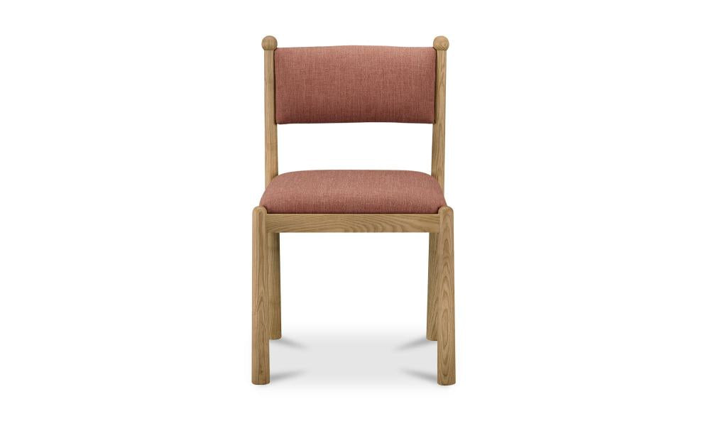 Pink Fabric & Solid Ash Wood Frame Armless Dining Chair (Set of Two)