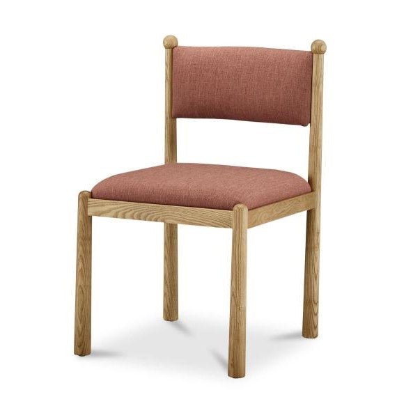 Pink Fabric & Solid Ash Wood Frame Armless Dining Chair (Set of Two)