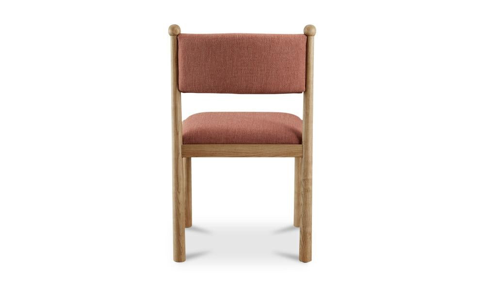 Pink Fabric & Solid Ash Wood Frame Armless Dining Chair (Set of Two)