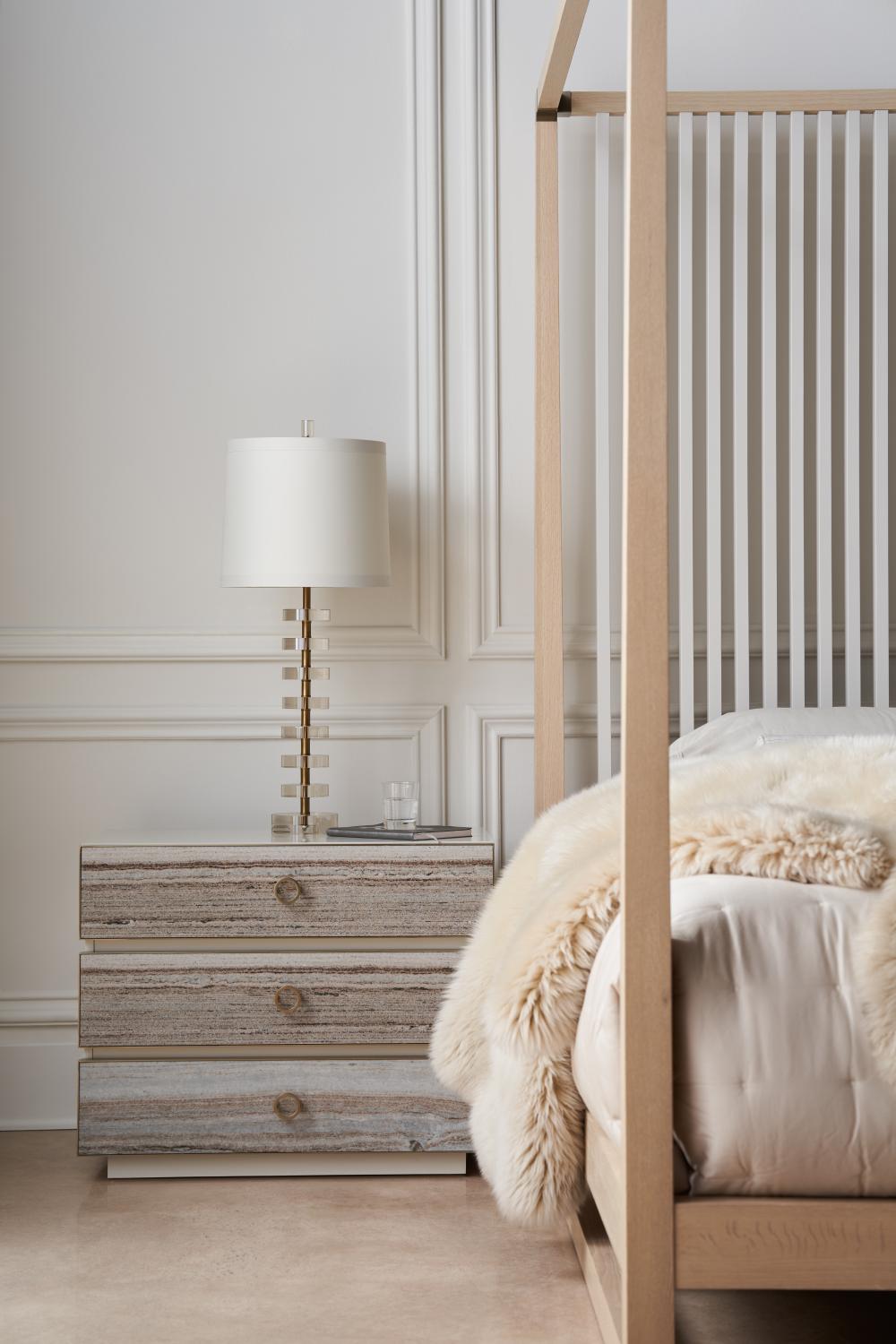 Polished Gray Sandstone 3 Drawer Nightstand 34 inch