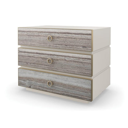 Polished Gray Sandstone 3 Drawer Nightstand 34 inch