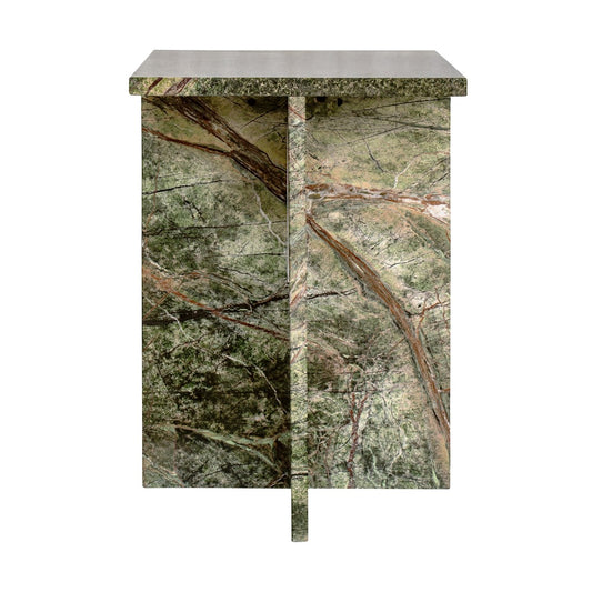 Rainforest Green Solid Marble Square Accent Table 14 inch