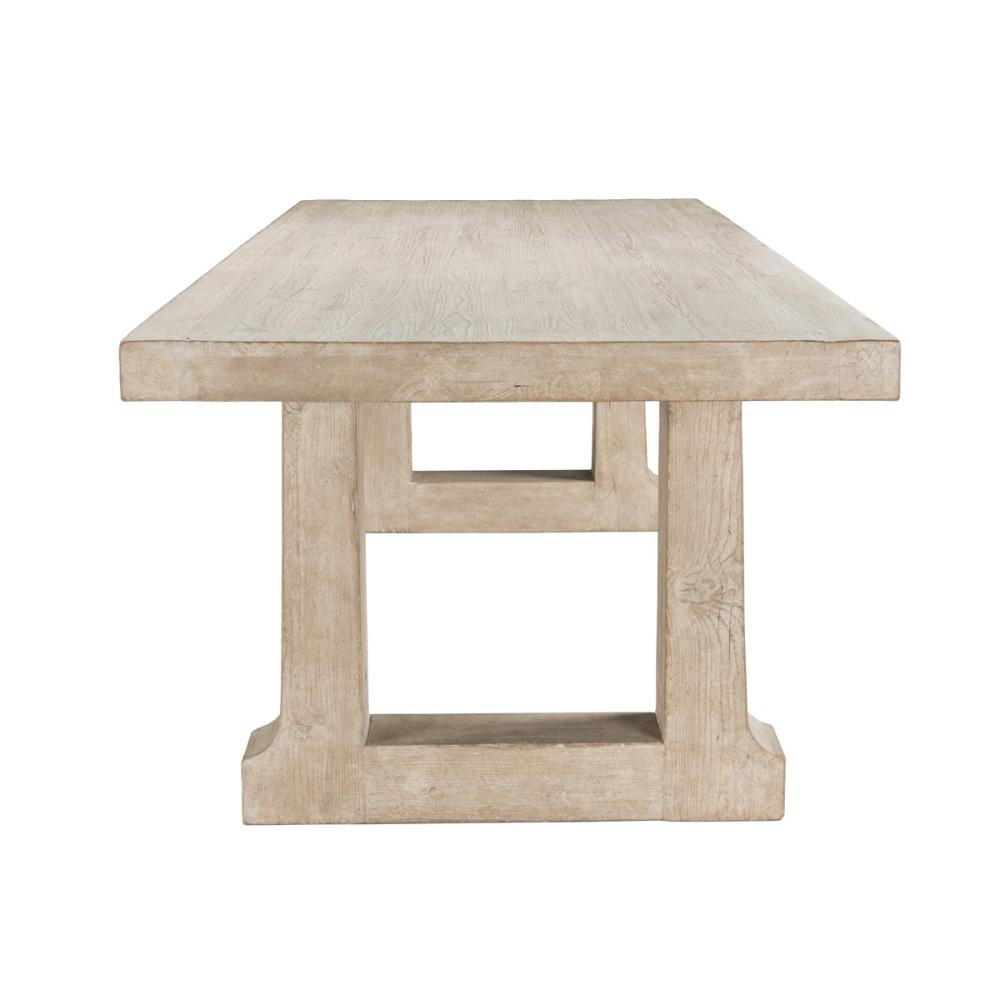 Reclaimed Pine Wood Rectangle Dining Table Whitewash Finish 94 inch