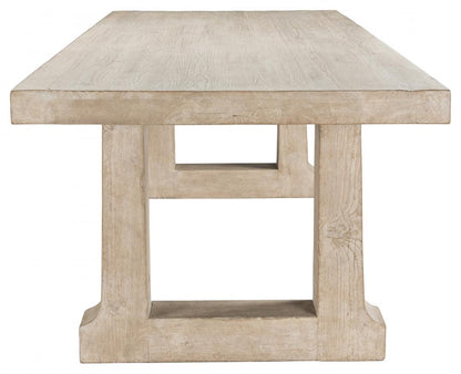 Reclaimed Pine Wood Rectangle Dining Table Whitewash Finish 94 inch