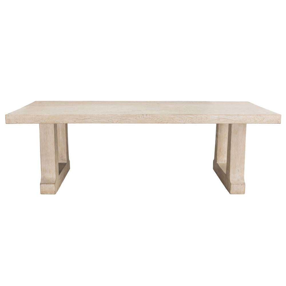 Reclaimed Pine Wood Rectangle Dining Table Whitewash Finish 94 inch