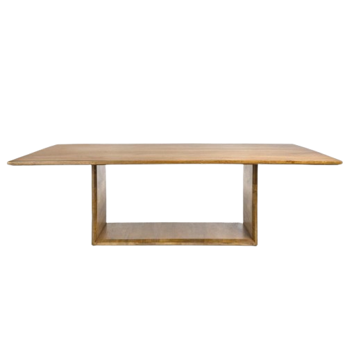 Modern Minimalist Rectangle Dining Table Mango Wood with Brown Oak Finish 96 inch