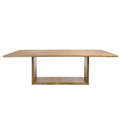 Modern Minimalist Rectangle Dining Table Mango Wood with Brown Oak Finish 96 inch