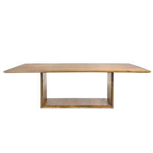 Modern Minimalist Rectangle Dining Table Mango Wood with Brown Oak Finish 96 inch