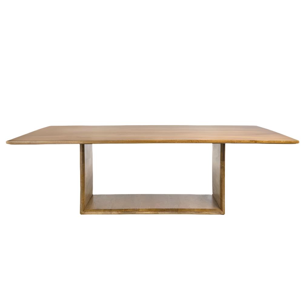 Modern Minimalist Rectangle Dining Table Mango Wood with Brown Oak Finish 96"