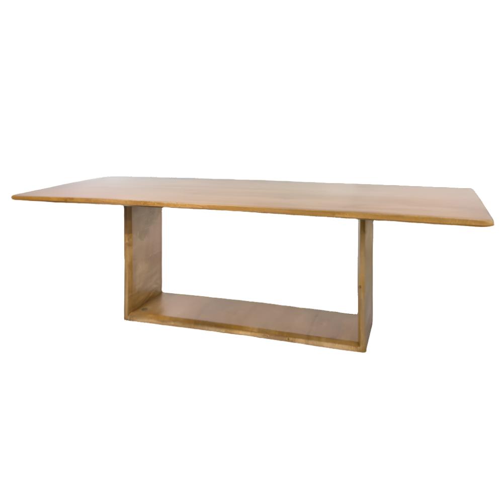 Modern Minimalist Rectangle Dining Table Mango Wood with Brown Oak Finish 96"