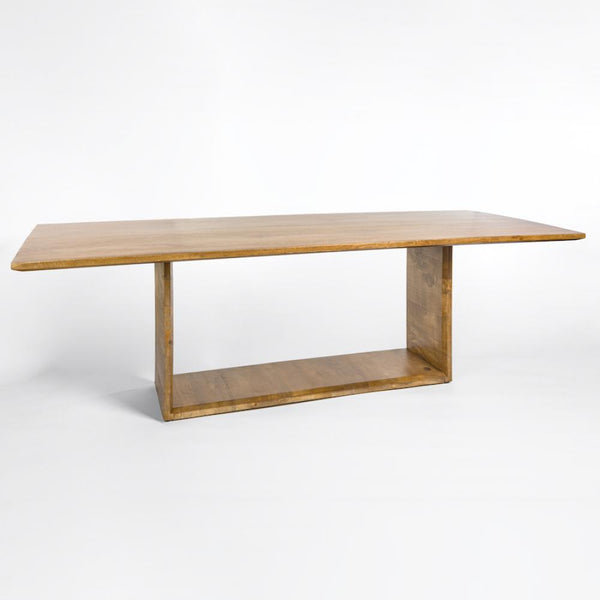 Modern Minimalist Rectangle Dining Table Mango Wood with Brown Oak Finish 96"