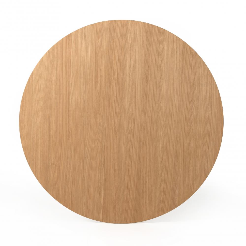 Reeded Cross Base Round Dining Table Natural Oak Wood 43 inch